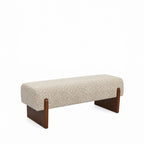 Sally - Banc - Tissu Imprimé Léopard Et Bois - Beige