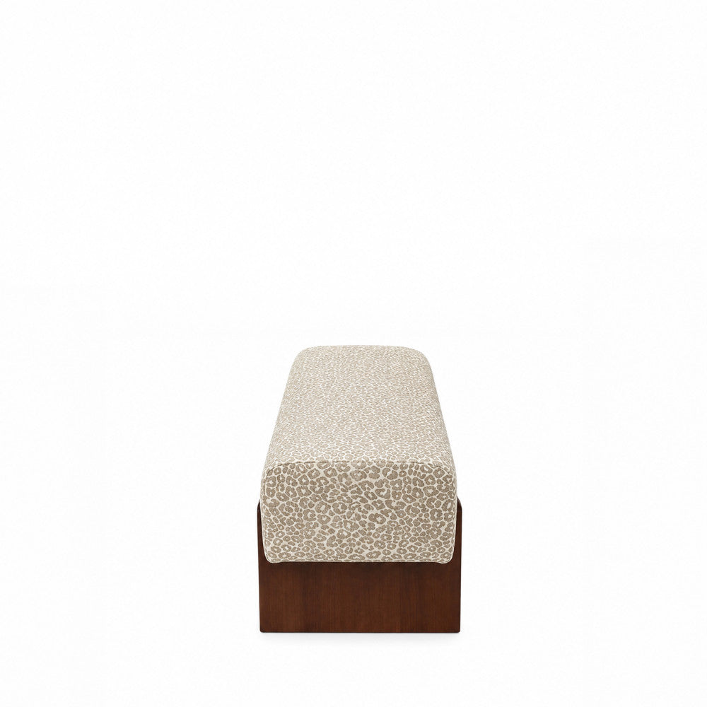 Sally - Banc - Tissu Imprimé Léopard Et Bois - Beige