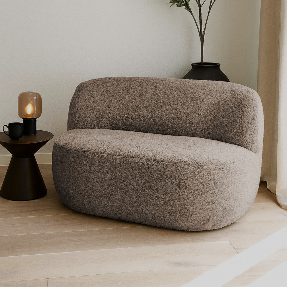Mo - Banquette 2 Places - Tissu Bouclette - Taupe