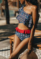 Two-Piece Bikini Bottoms - Josephina - Blue Heart Print