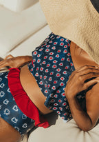 Two-Piece Bikini Bottoms - Josephina - Blue Heart Print