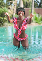 2-Piece Swimsuit Top - Melissandre - Pink Leopard
