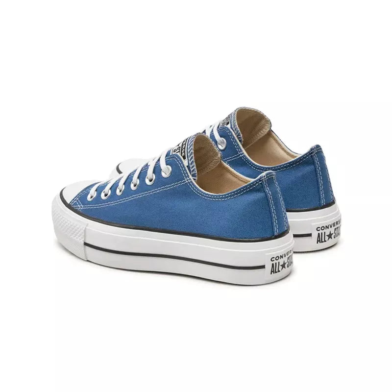 Canvas Hi Platform Sneakers - Blue And White