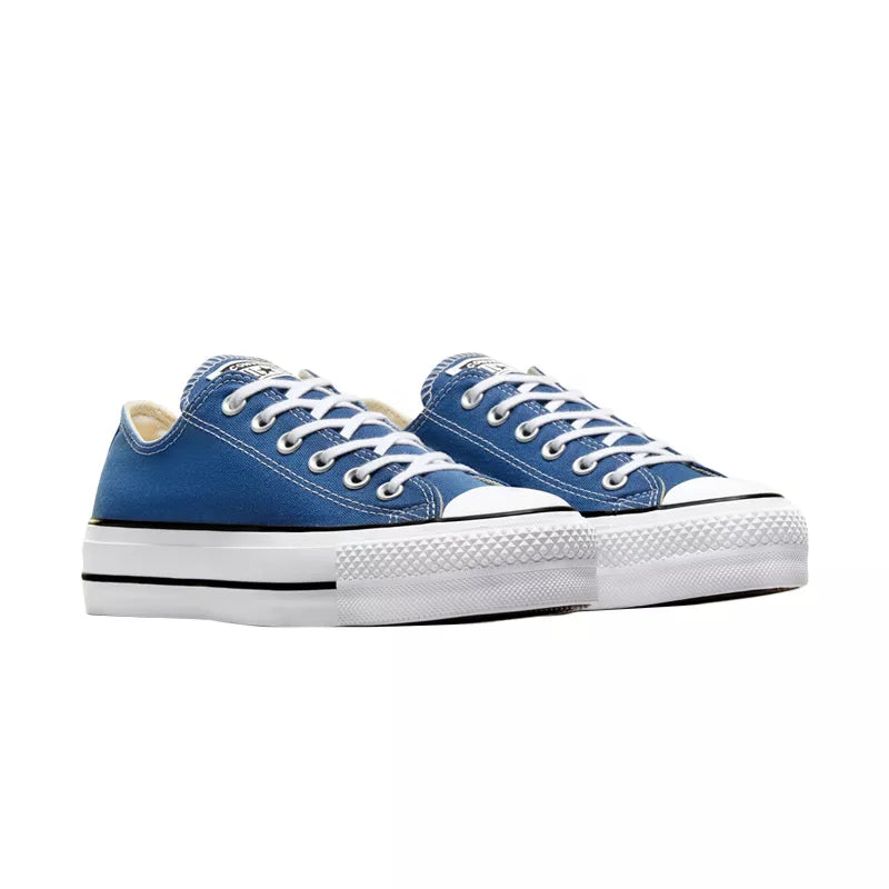Canvas Hi Platform Sneakers - Blue And White