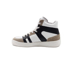 Baskets Montantes Cuir Blanc Noir - Femme