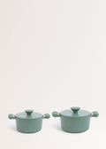 Pot Studio - 2 Cocottes En Fonte D'Aluminium & Manche En Bakélite - Vert Sauge