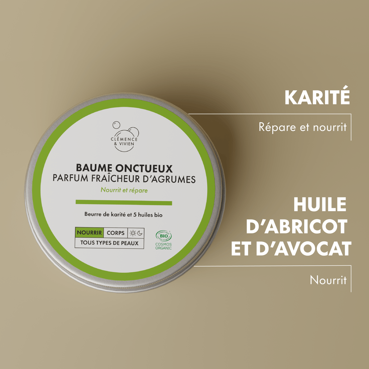 Baume onctueux parfum fraîcheur d'agrumes - Clémence & Vivien