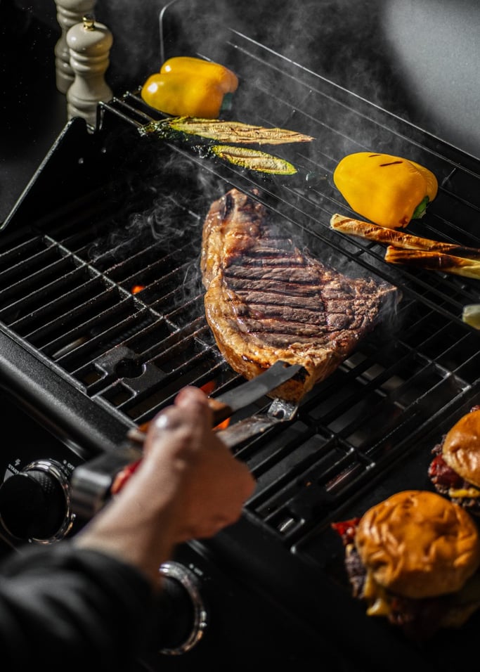 BBQ Gas Burner Pro - Barbacoa de gas con quemador lateral y mesa auxiliar - Negro