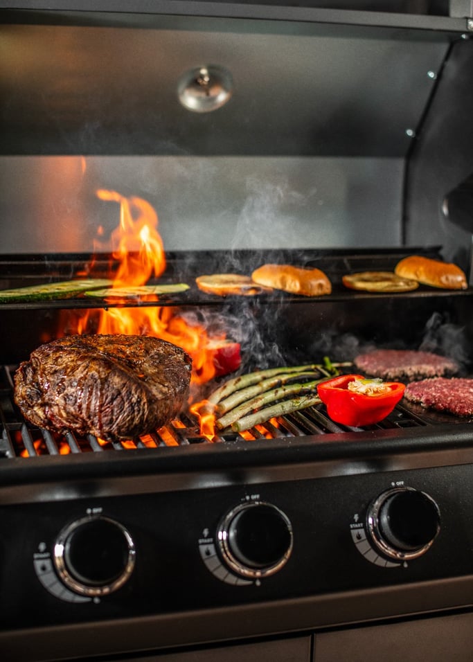 BBQ Gas Burner Pro - Barbacoa de gas con quemador lateral y mesa auxiliar - Negro