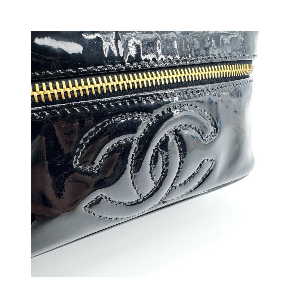 Chanel - Neceser vintage Timeless grande de charol - Negro
