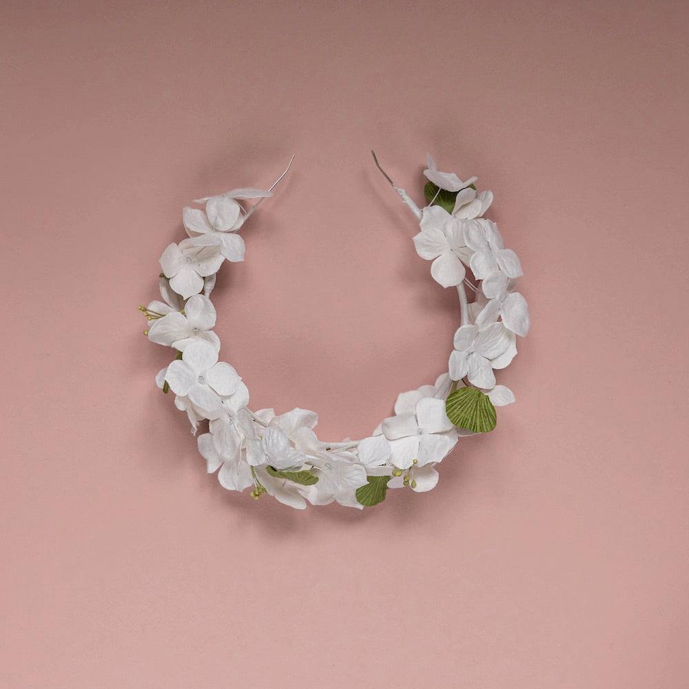 Serre Tête En Papier Blanc Et Vert M