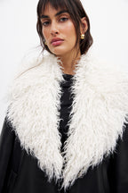 Belted PU Bonded Long Coat - Black