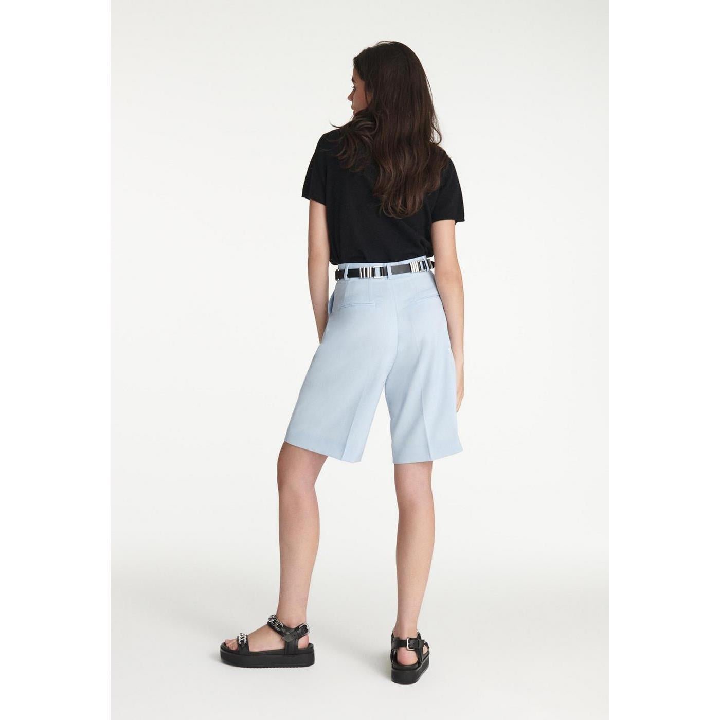 The Kooples - Bermuda Azul Cielo Lana Con Pliegues - Mujer
