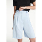 The Kooples - Bermuda Azul Cielo Lana Con Pliegues - Mujer