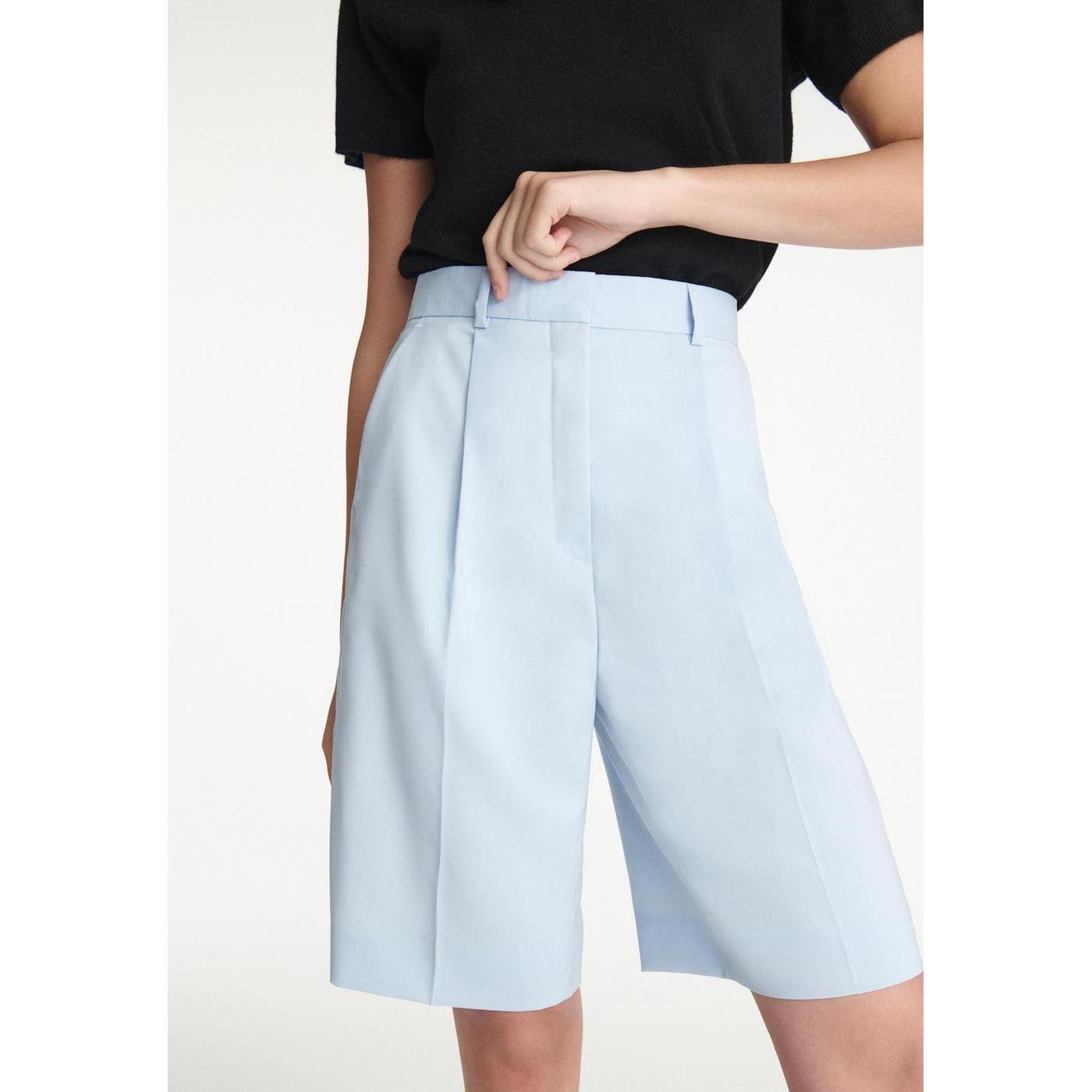 The Kooples - Bermuda Azul Cielo Lana Con Pliegues - Mujer
