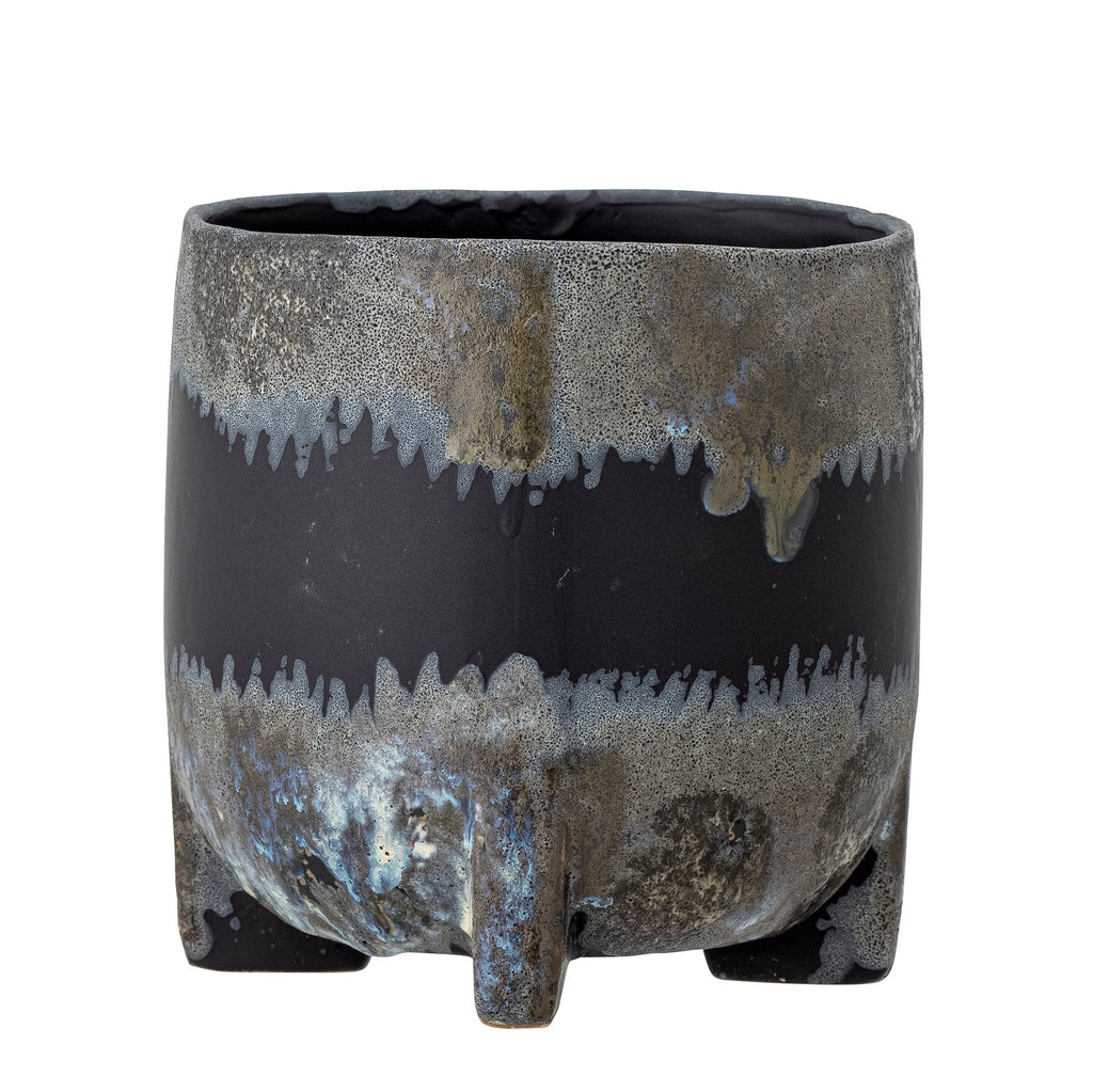 Nasru - Lot de 4 Cache-Pots - Noir - Grès