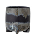 Nasru - Lot de 4 Cache-Pots - Noir - Grès