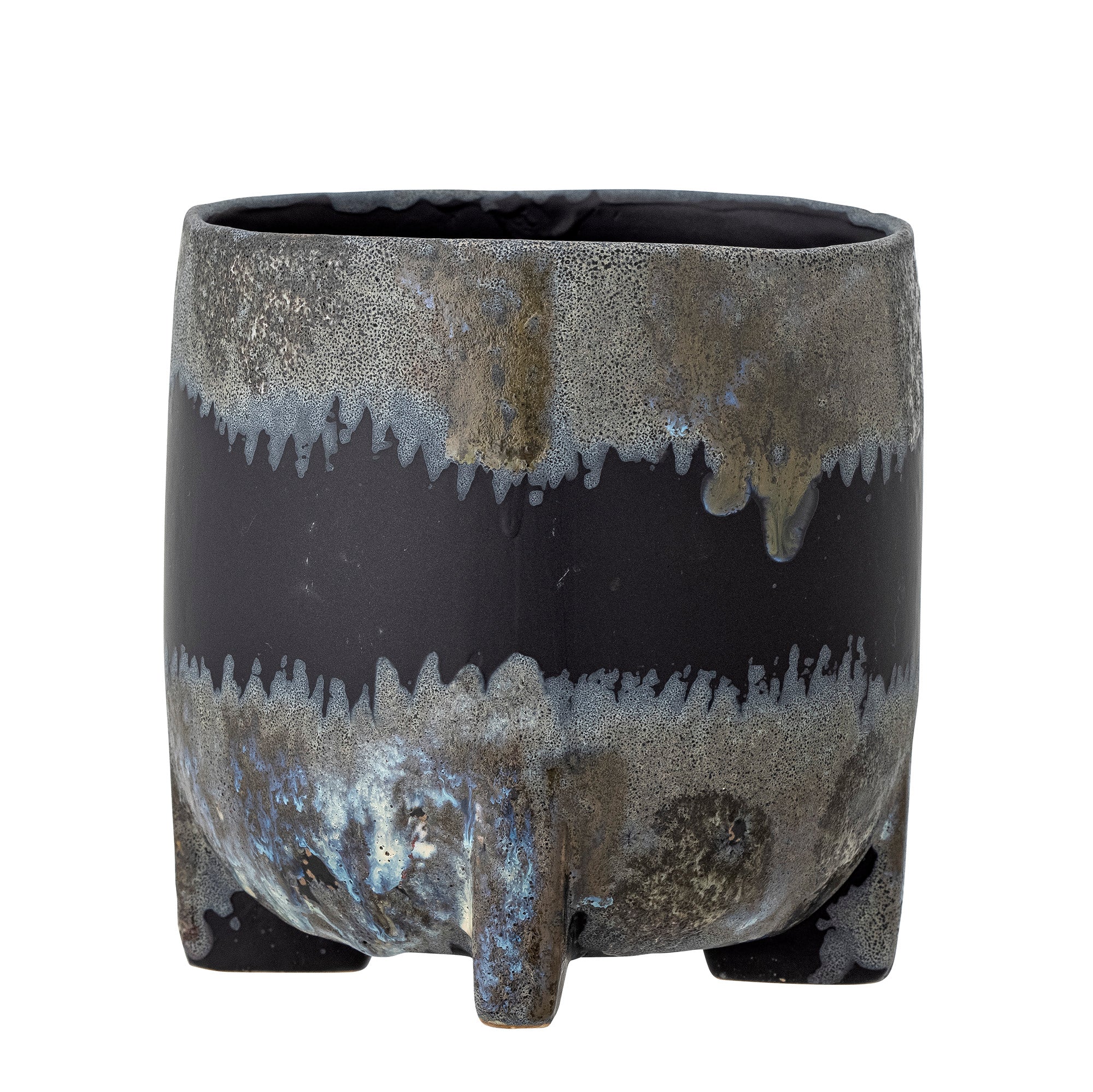 Nasru - Lot de 4 Cache-Pots - Noir - Grès