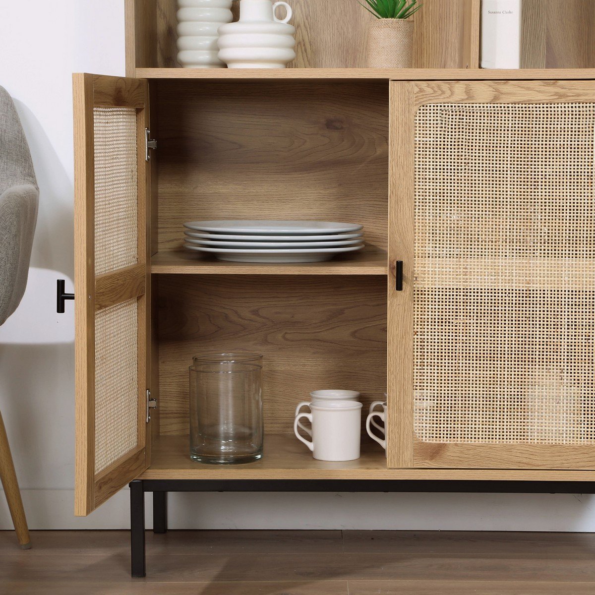 Jaya - Bookcase 2 Doors / 6 Compartments - Natural Rattan