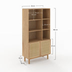 Delya - Bibliothèque En Bois Massif De Mindi Et Rotin