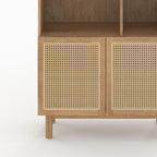 Delya - Bibliothèque En Bois Massif De Mindi Et Rotin