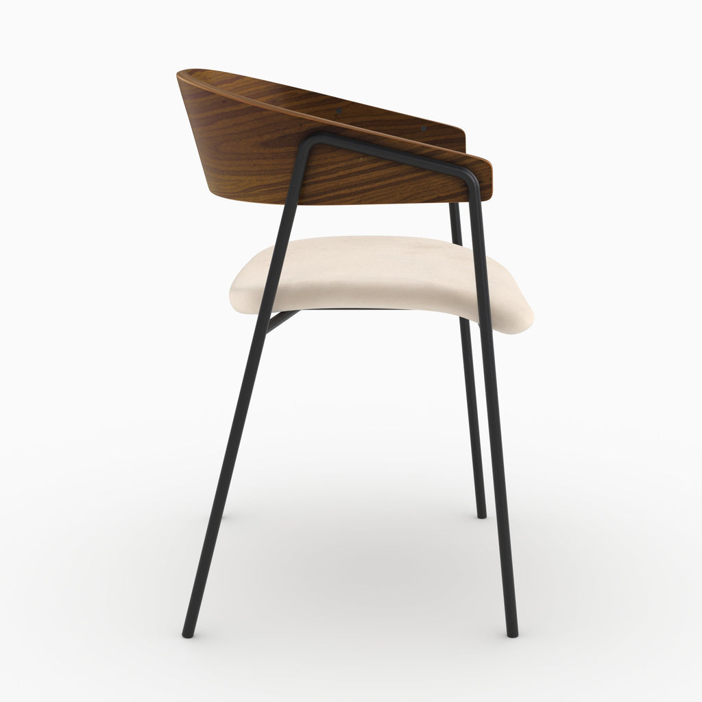 Esmée - Set of 2 Chairs in Off-White Velvet and Walnut Wood