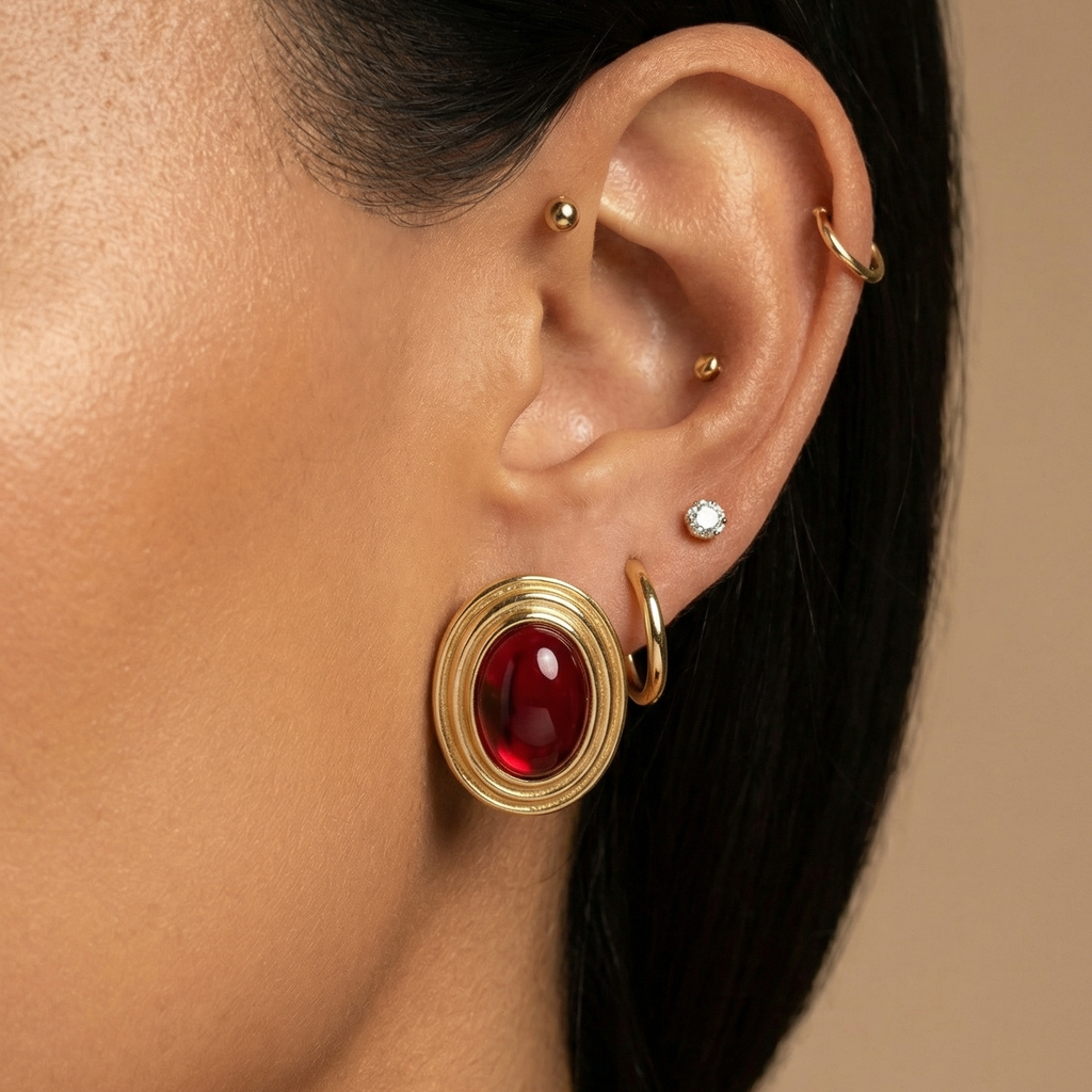 Boucles D'Oreilles Old Money Rouge