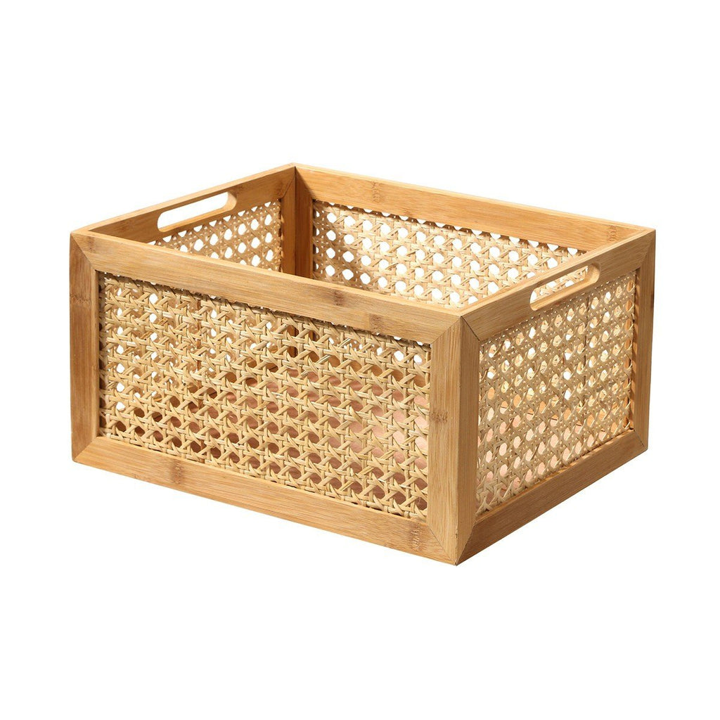 Caja grande de bambú y ratán - Marrón