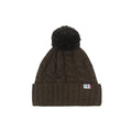 Bonnet Pompon Laine Kaki Noir - Femme