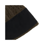Bonnet Pompon Laine Kaki Noir - Femme