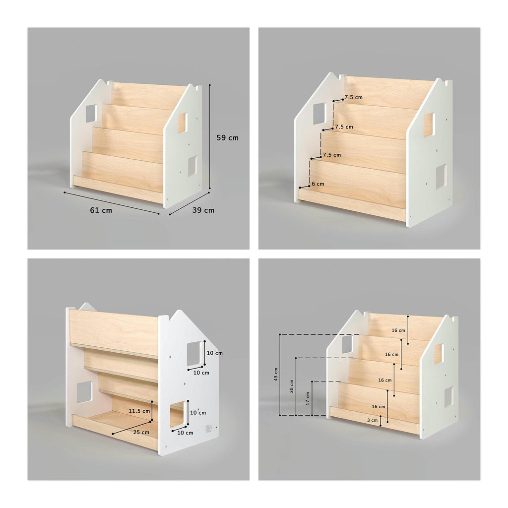 Librería y Estantería Para Juguetes Dúo – Blanco y Gris