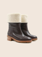 Bottes Fourrées Cuir Marron - Femme