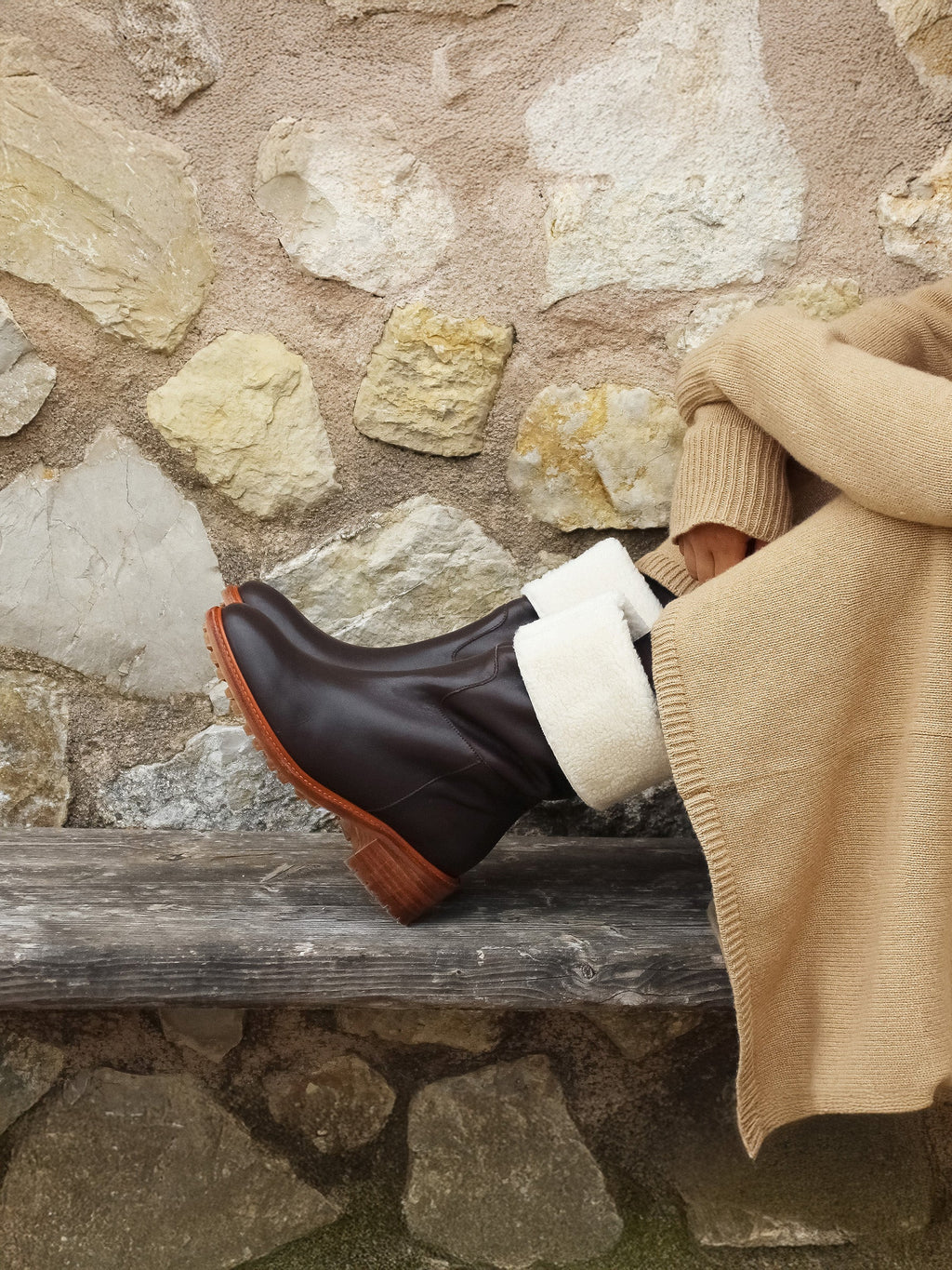 Bottes Fourrées Cuir Marron - Femme
