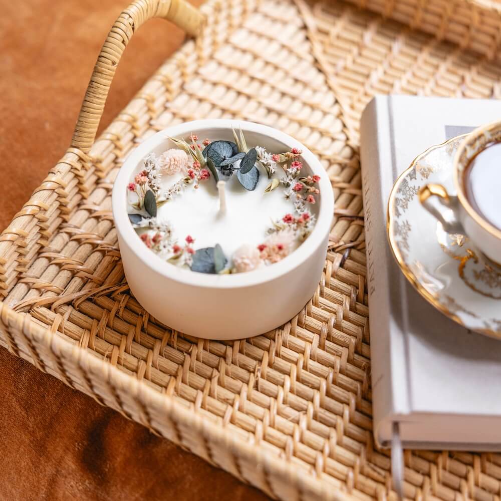 Mint And Basil Floral Candle