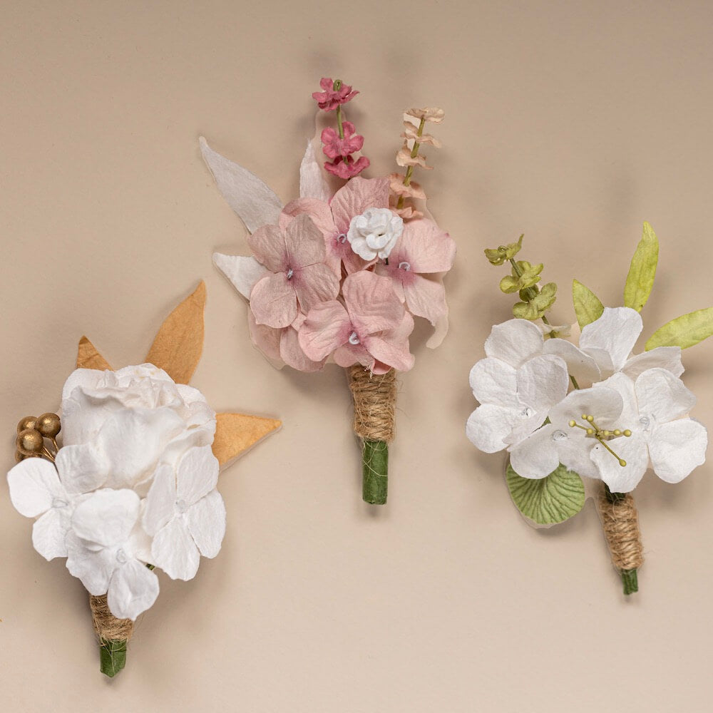 Boutonnière Fleurs En Papier Rose