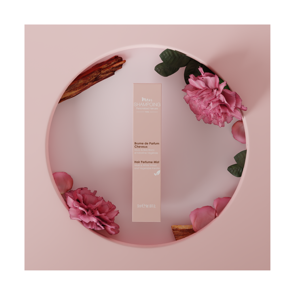 Niebla de perfume de almizcle y madera blanca
