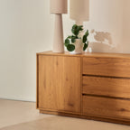 Since - Buffet 2 Portes, 3 Tiroirs - Bois - Bois Clair