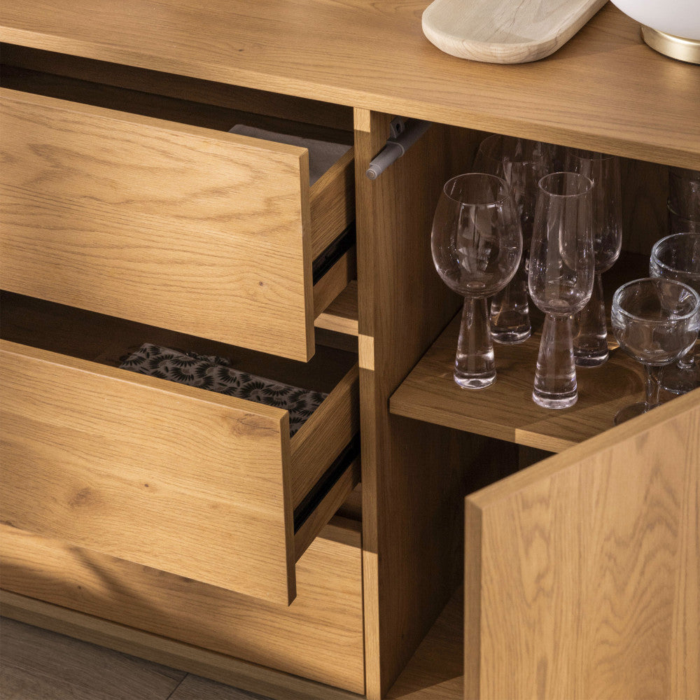 Since - Buffet 2 Portes, 3 Tiroirs - Bois - Bois Clair