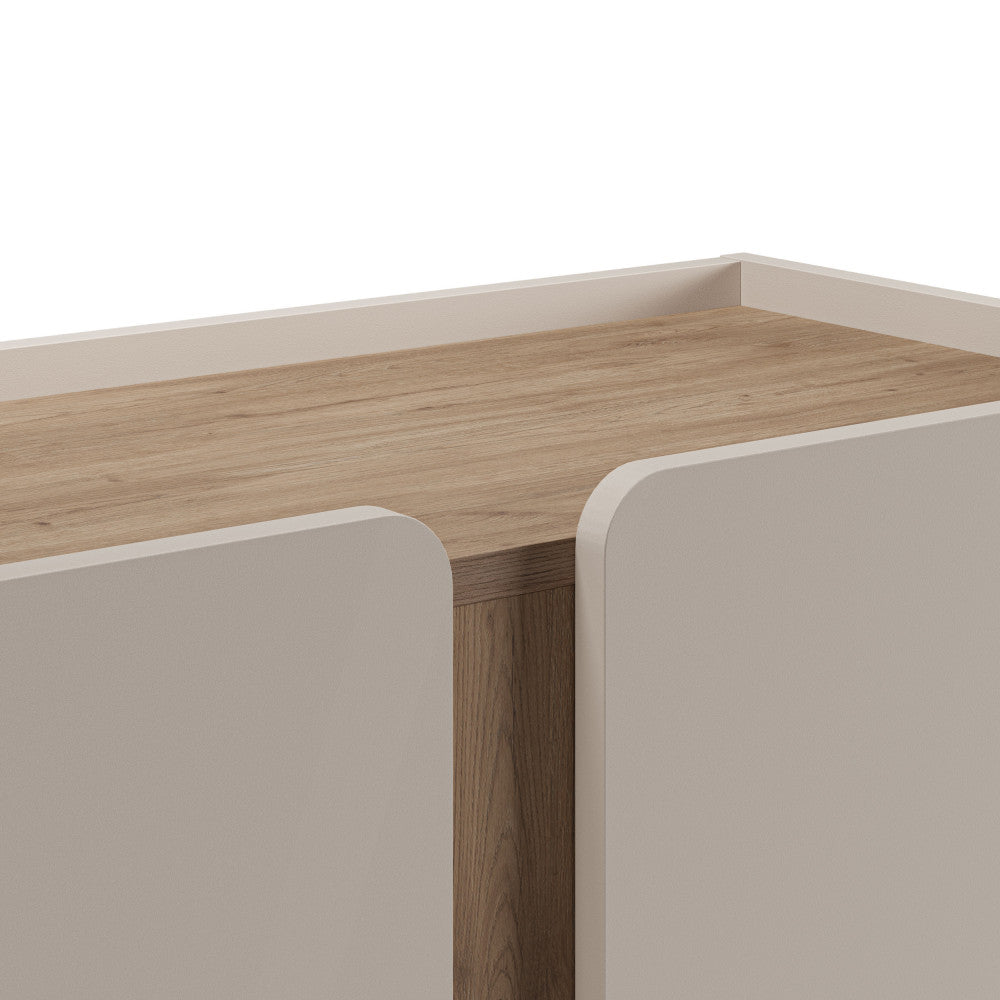 Boxy - Aparador de 2 puertas de metal y madera - Beige
