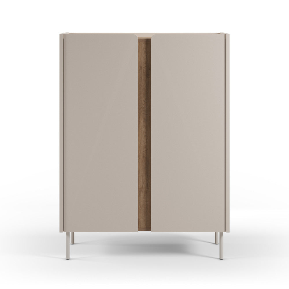 Boxy - Aparador de 2 puertas de metal y madera - Beige