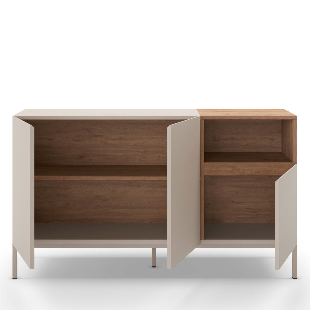 Quenor - Buffet 3 Portes Et Métal - Bois - Beige