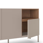 Quenor - Buffet 3 Portes Et Métal - Bois - Beige