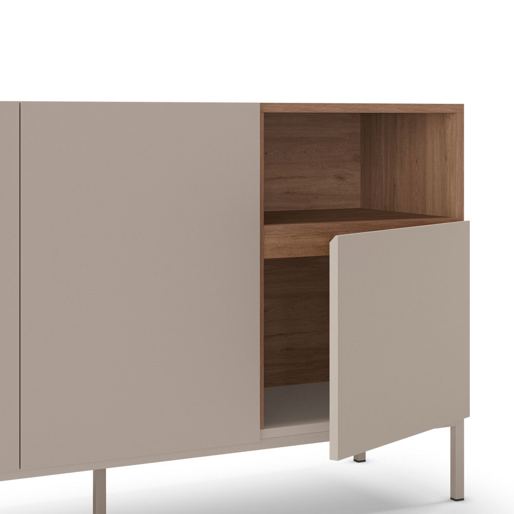Quenor - Buffet 3 Portes Et Métal - Bois - Beige