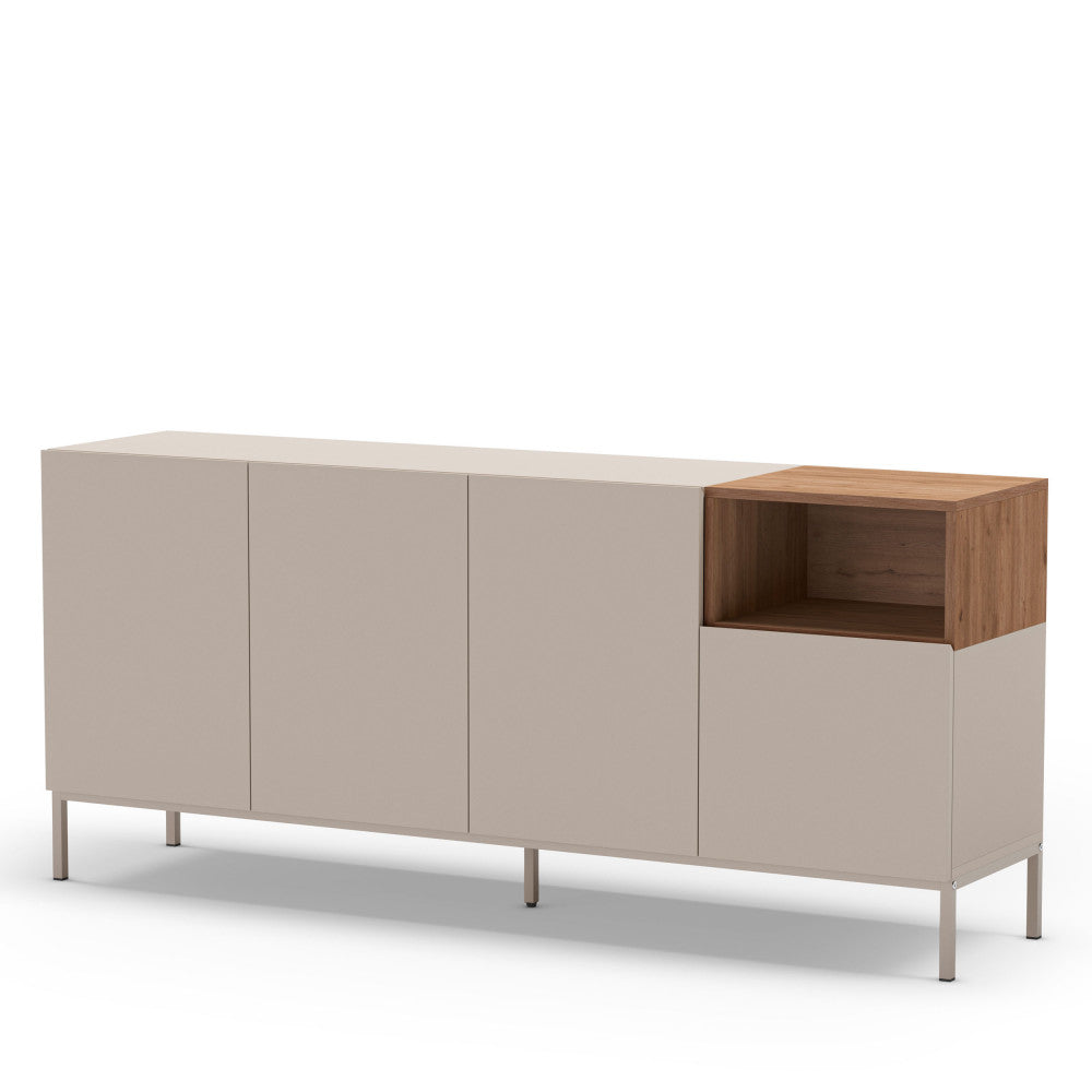 Quenor - Buffet 4 Portes Et Métal - Bois - Beige