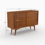Waya - Petit Buffet En Bois De Teck, 2 Portes Coulissantes