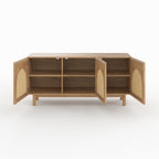 Delya - Buffet En Bois Massif De Mindi Et Rotin