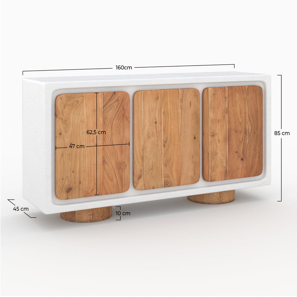 Eden - Sideboard In Off-White Concrete And Acacia Wood