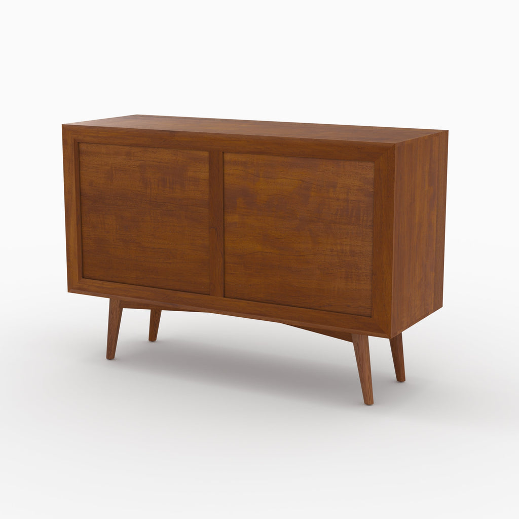 Waya - Petit Buffet En Bois De Teck, 2 Portes Coulissantes