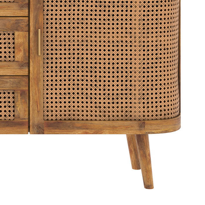 Wava - Buffet En Bois De Manguier Et Cannage