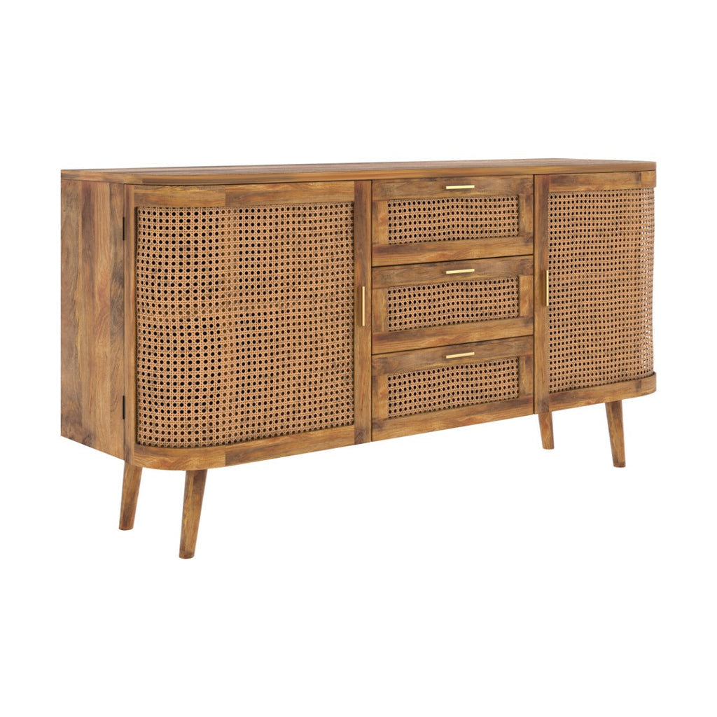 Wava - Buffet En Bois De Manguier Et Cannage